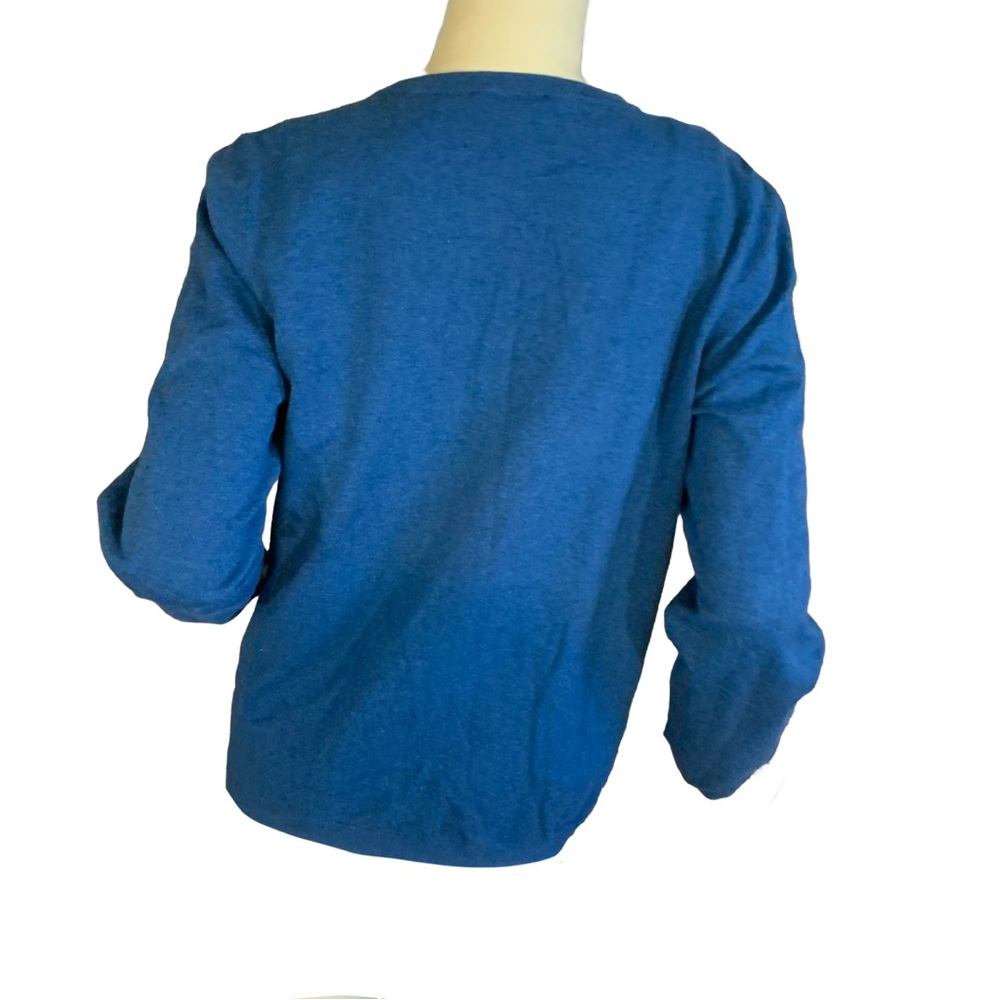 TALBOTS TEAL BLUE PIMA COTTOB BUTTON FRONT CARDIGAN SWEATER (L) - Picture 3 of 11